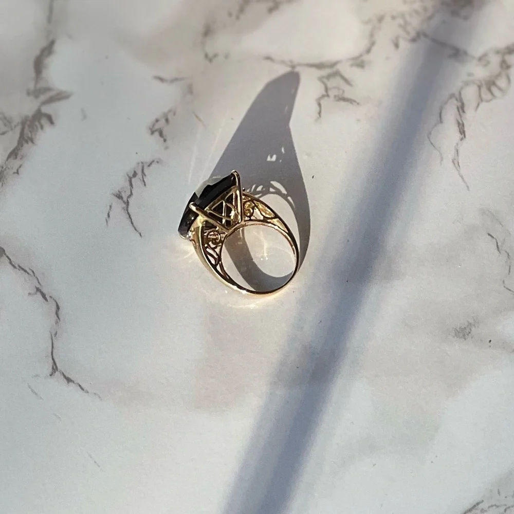 14K Gold Smoky Topaz Cocktail Ring Sz 6 – Original $1,725 Tag - Picture 3 of 12